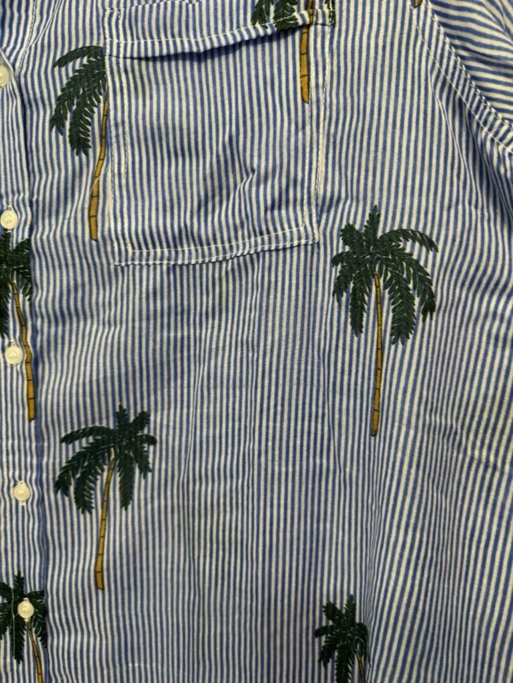 Live 4 Truth Women’s 2X Blue/White Striped Tropical Point Collar Cover-up